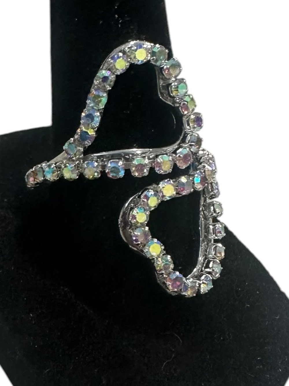 Silver-Tone AB Rhinestone Double-Loop Wrap - Adjustable - Picture 2 of 4